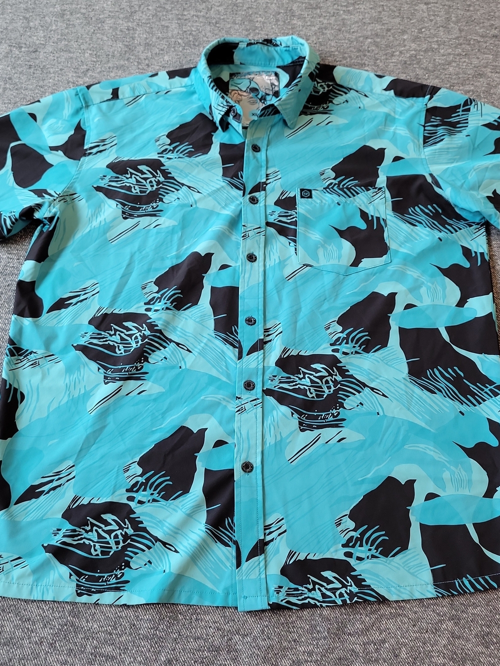 Warrior Company Shirt Men’s XL ILLUNIS Brushstroke Blue Black Button Up Stretch